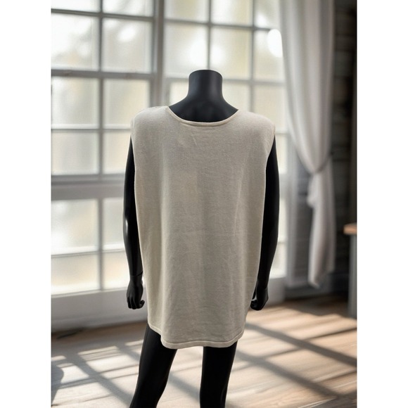 Liz Claiborne Woman Cream Linen Blend Tank Top 2X Crochet Neckline‎ NWT - Picture 4 of 9
